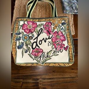 Excellent Used Condition Brighton Love Is In The Air Canvas Tote Bag D30258